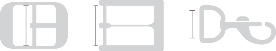 Buckles and clips are measured across the inside width, where the strap goes through