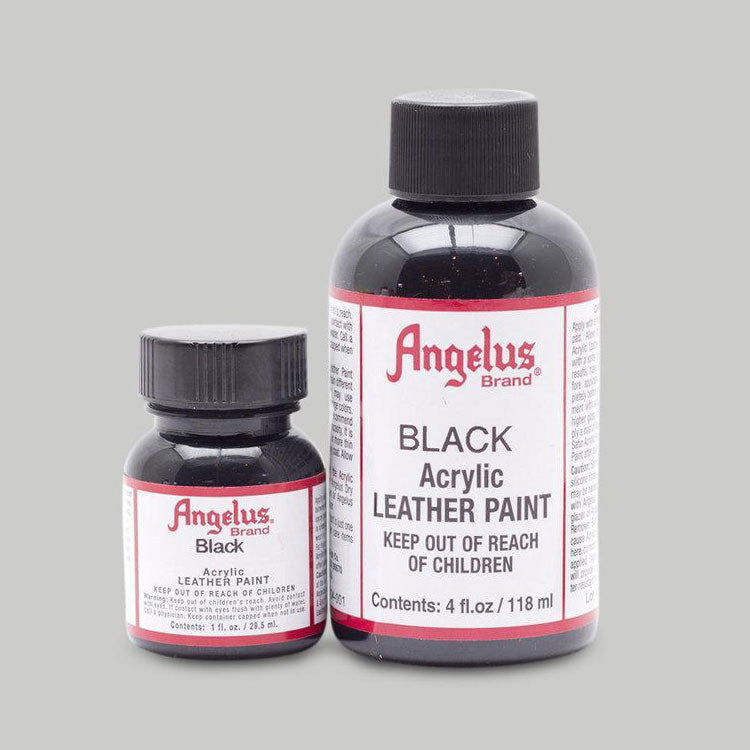 Angelus Acrylic Leather Paint 1oz Flat Black ( 2-Pack) Damaged Label