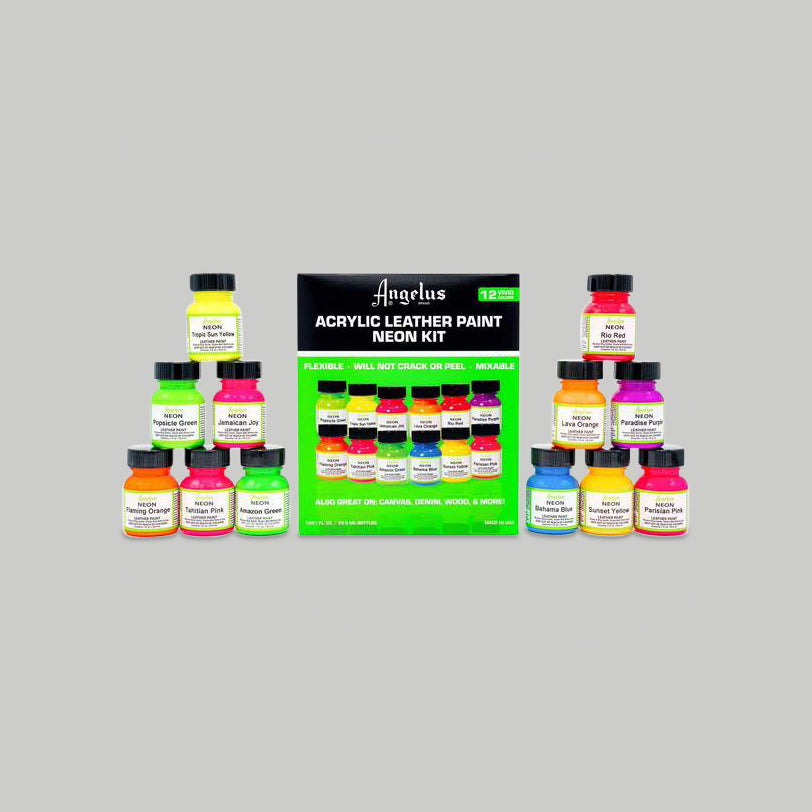 ANGELUS ACRYLIC LEATHER PAINT | NEON COLOUR KIT